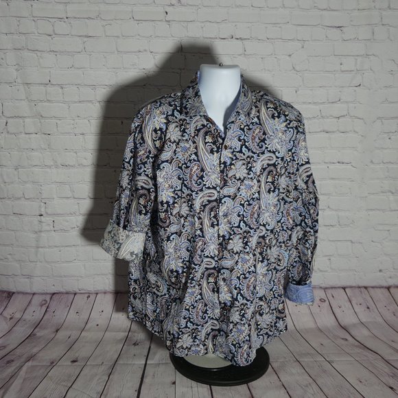 Tasso Elba Mens Paisley Button Up Shirt XL - Picture 1 of 6